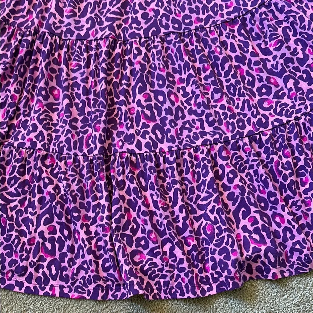 Lilly Pulitzer Jodee Swing Purple and White Puff Sleeve Sundress Leopard Print - Picture 7 of 8